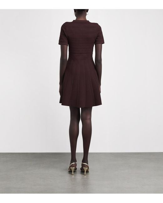 Sandro Brown Knitted Button-Up Mini Dress