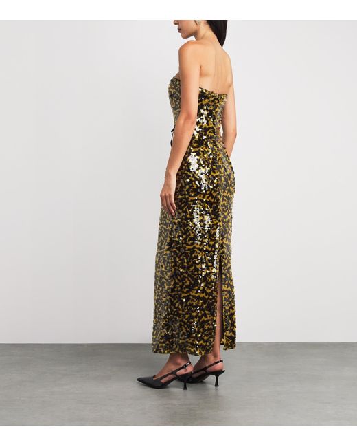 Staud Green Sequin Cece Maxi Dress