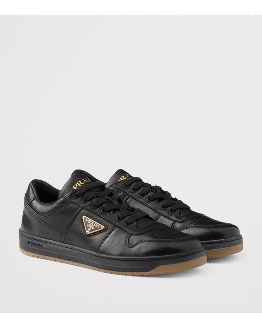 Prada Black Leather Downtown Sneakers for men
