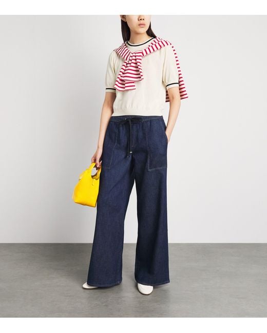 FRAME Natural Cotton-Blend Short-Sleeve Sweater