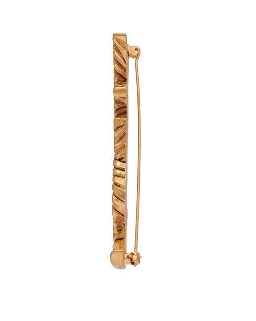 Saint Laurent Metallic Opyum Ysl Twisted Brooch for men