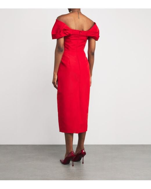 Carolina Herrera Red Off-Shoulder Column Dress