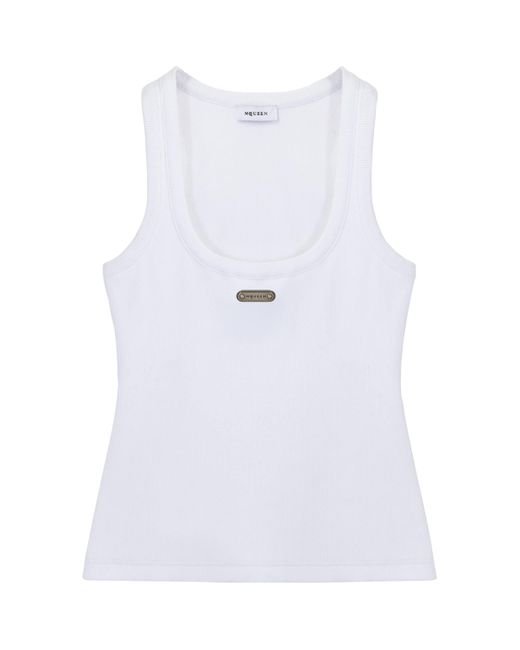 Alexander McQueen White Stretch-Cotton Logo Tank Top