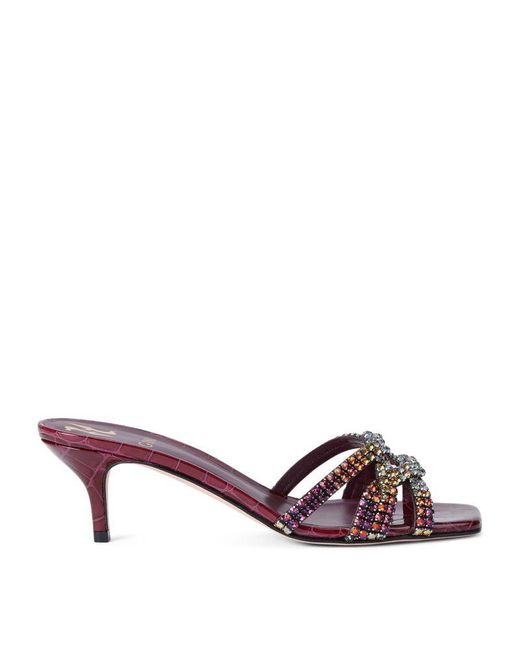 Gina Purple Leather Twyla Heeled Mules 50
