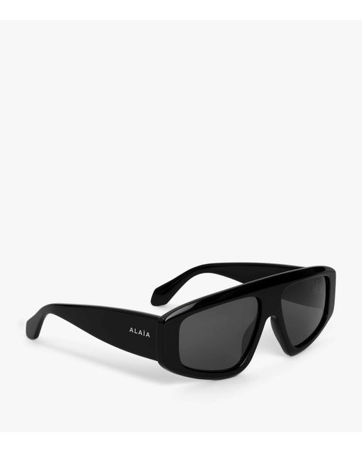 Alaïa Black Acetate Aviator Mask Sunglasses