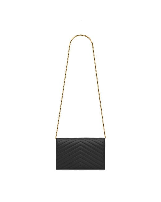 Saint Laurent White Monogram Matelassé Envelope Wallet Bag
