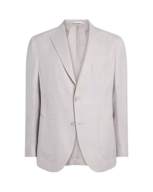 Eleventy Gray Cashmere-Silk Single-Breasted Blazer for men
