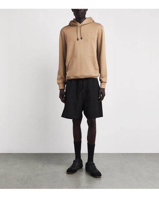 Isaia Natural Embossed Logo Hoodie for men
