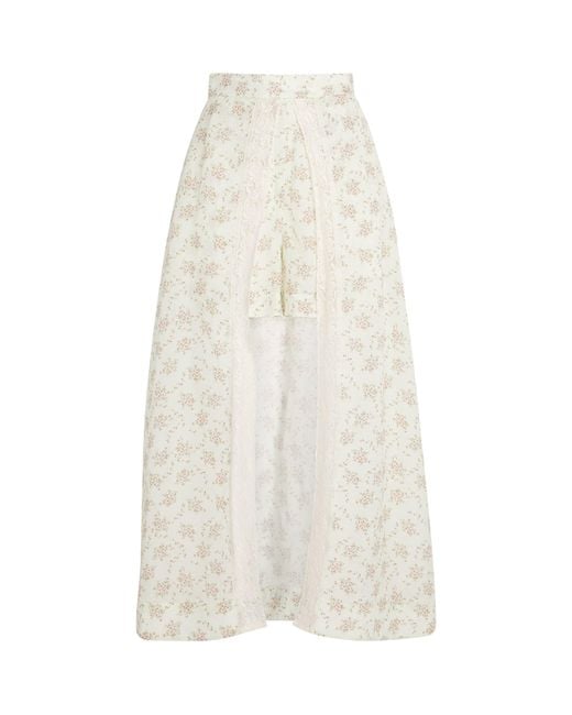 Sandro White Floral-Print Maxi Skort