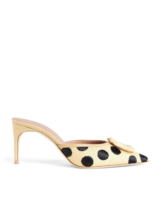 Malone Souliers Metallic Raffia Polka-Dot Mona Mules 70