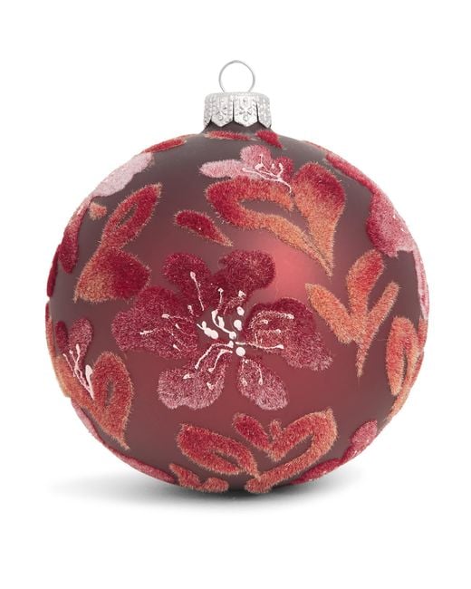 Harrods Red Velvet Flower Bauble