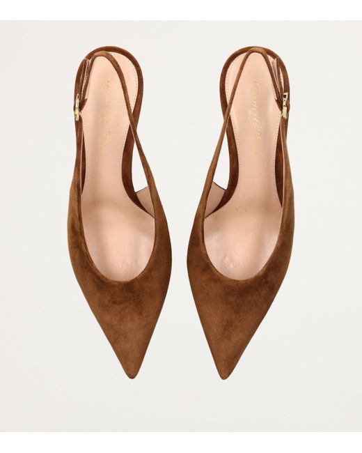 Gianvito Rossi Brown Suede Robbie Slingback Pumps 55