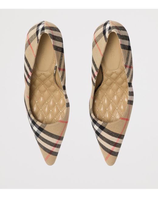 Burberry Metallic Linen Check Dame Pumps 90