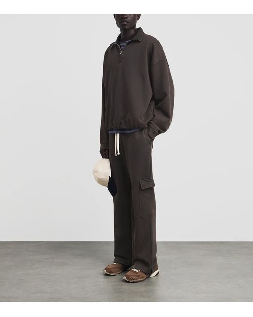 Represent Black Cotton Initial Cargo Sweatpants for men