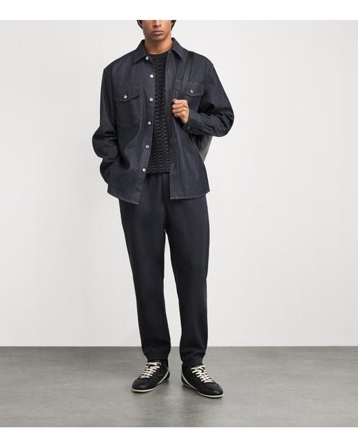 Emporio Armani Blue Chevron Drawstring Trousers for men