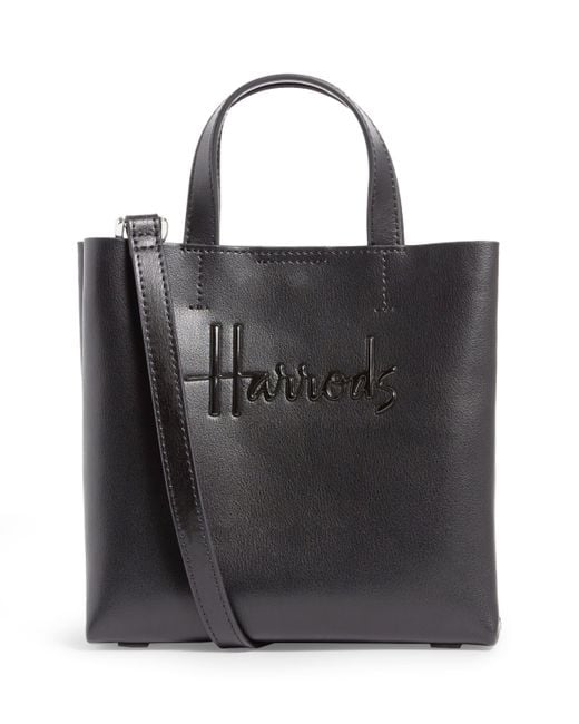 Harrods Black Mini Leather Kensington Tote Bag