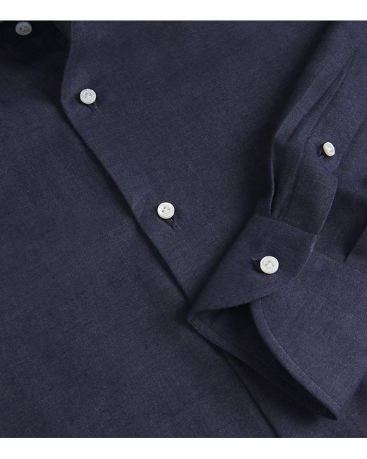 Isaia Blue Cotton-Cashmere Jersey Shirt for men
