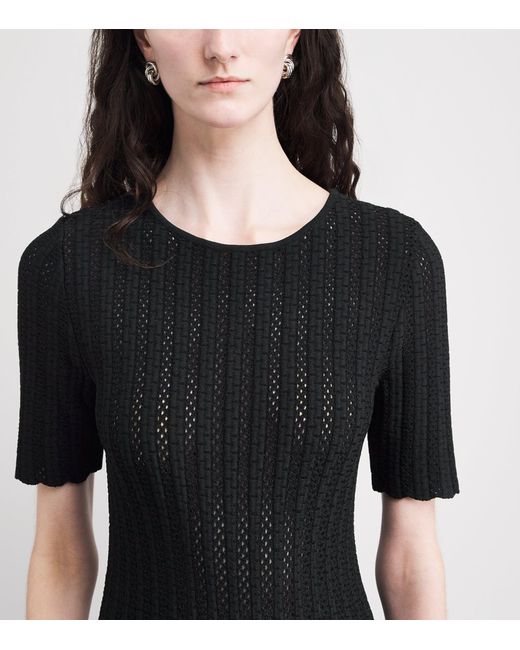 Valentino Black Openwork Knit Midi Dress