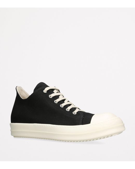 Rick Owens Black Canvas Low-Top Sneakers for men