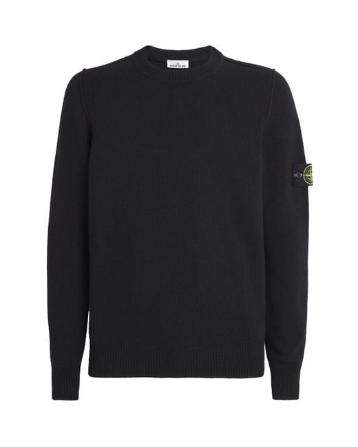 Stone Island Black Virgin Wool-Blend Midweight Sweater for men