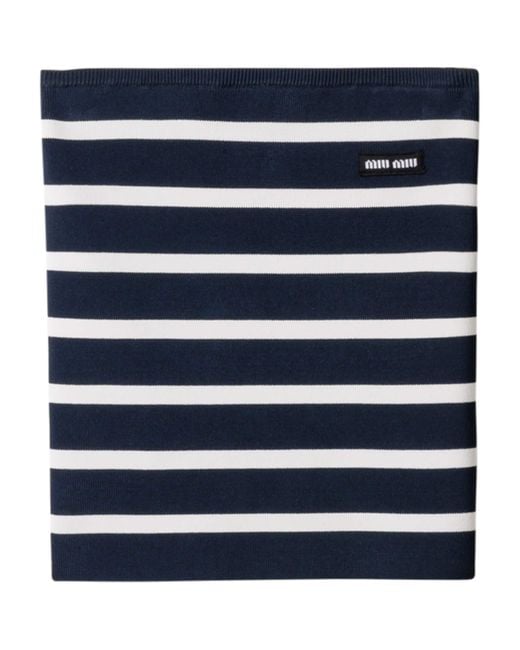Miu Miu Blue Knitted Stripe Tube Top