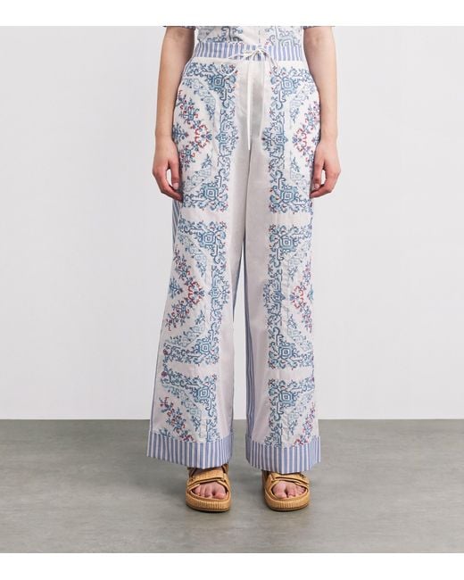 Claudie Pierlot Blue Cotton Embroidered Trousers