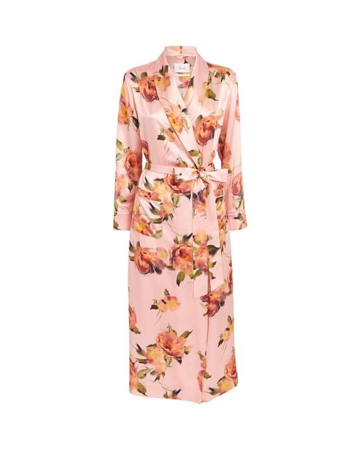 Harrods Pink Silk Midnight Rose Night Robe