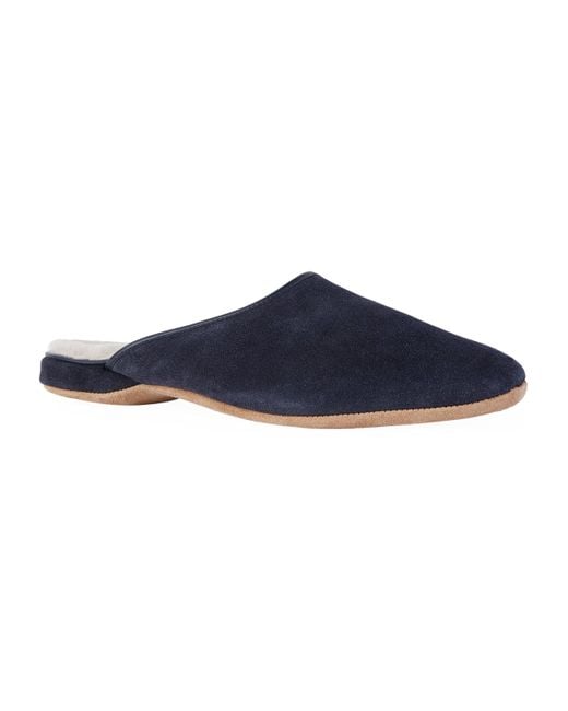 Derek Rose Blue Suede Douglas Slippers for men