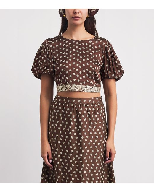 Claudie Pierlot Brown Printed Cropped Blouse