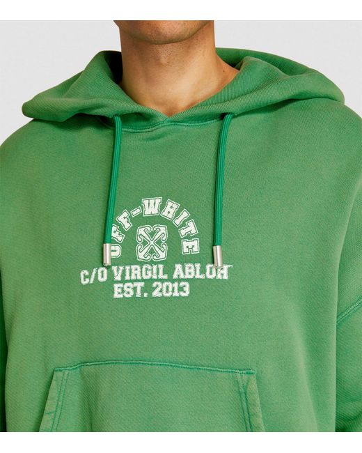 Off-White c/o Virgil Abloh Green Cotton Logo Print Hoodie for men