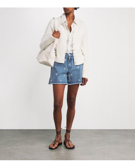 Rag & Bone Blue Denim Embellished Aspen Shorts