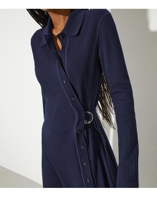 MAX&Co. Blue Cotton Midi Shirt Dress
