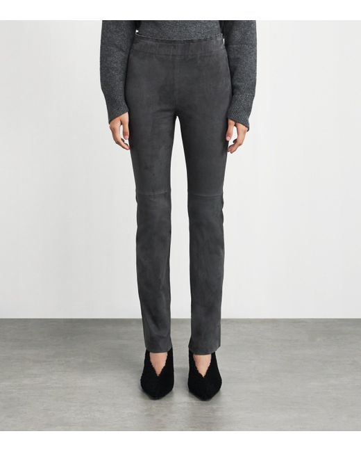 Iris Von Arnim Gray Suede Philine Straight Trousers