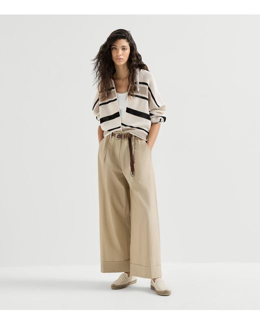 Brunello Cucinelli Natural Pleated Trousers