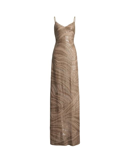 Ralph Lauren Natural Mulberry Silk Sequin Gown