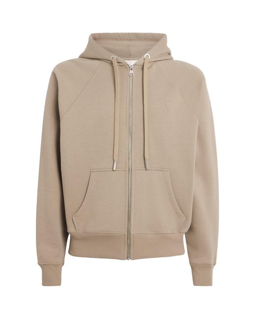 AMI Natural Cotton Quota Zip-Up Hoodie for men