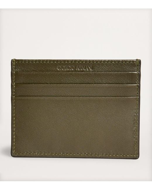 Giorgio Armani Green Lamb Leather Card Holder for men
