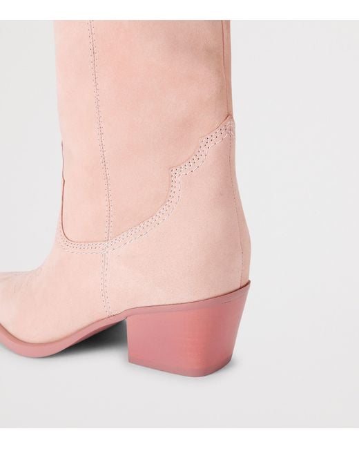 Kurt Geiger Pink Suede Kurt's Cabana Kiss Cowboy Boots