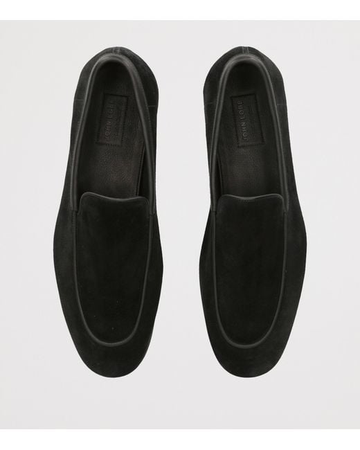 John Lobb Black Suede Tyne Ii Loafers for men