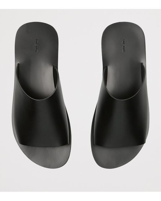 The Row Black Hugh Suede Slides for men