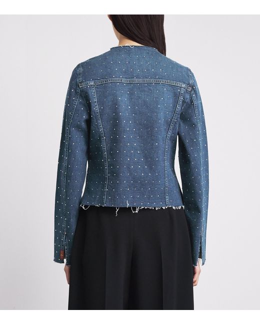 7 For All Mankind Blue Rhinestone Vicky Denim Jacket