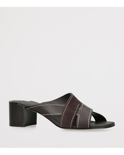 Tod's Brown Suede T-Strap Heeled Mules 55