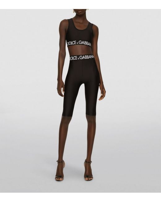 Dolce & Gabbana Black Logo Waistband Short Leggings