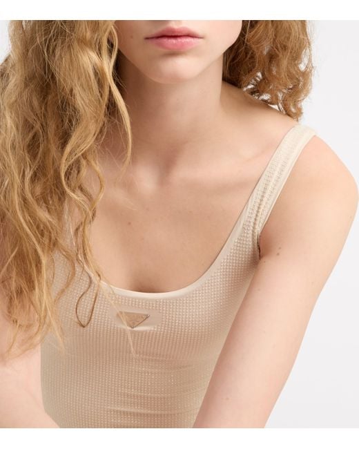Prada Natural Embellished Swimsuit