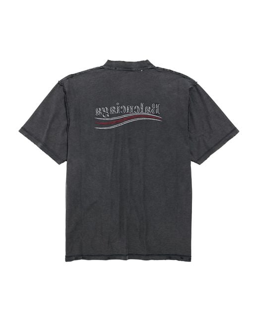 Balenciaga Black Rotated Logo T-Shirt for men