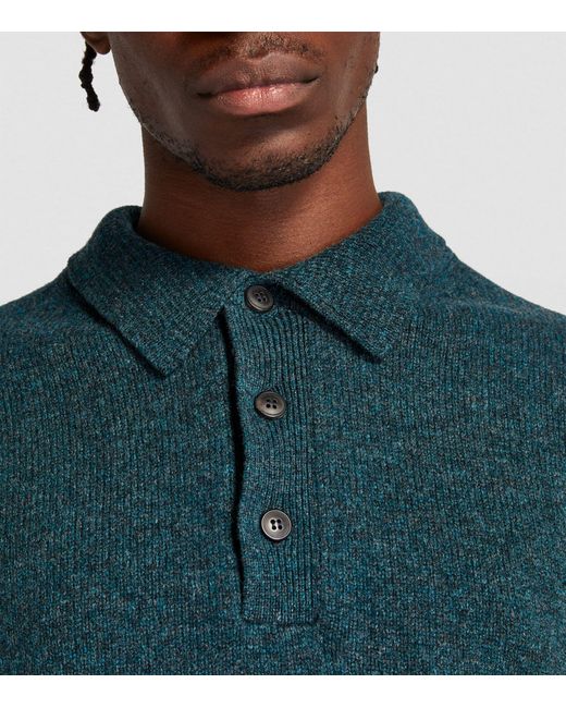 Sunspel Green Lambswool Long-sleeve Polo Shirt for men