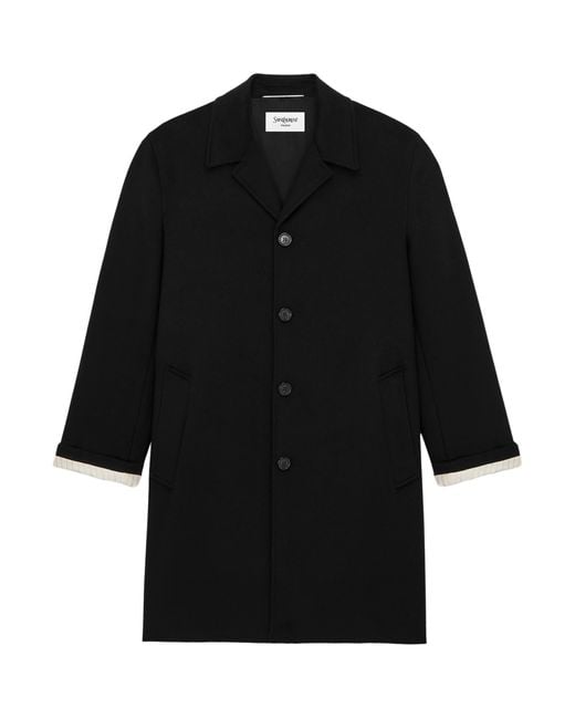 Saint Laurent Black Double-Faced Cashmere Overcoat for men