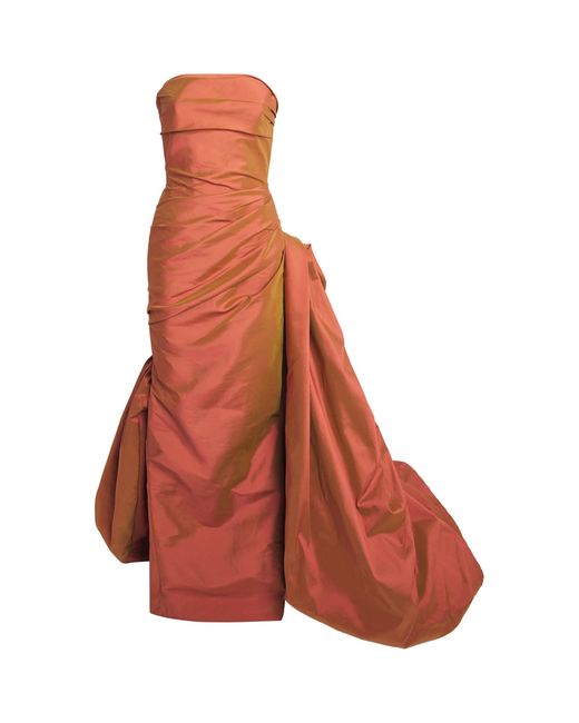 Marmar Halim Red Taffeta Asymmetric Rasia Gown