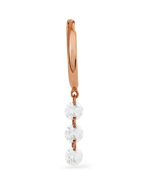 PERSÉE White And Diamond 3-Stone Single Hoop Earring