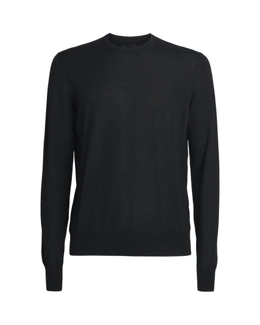 Giorgio Armani Black Virgin Wool Crew-Neck Sweater for men